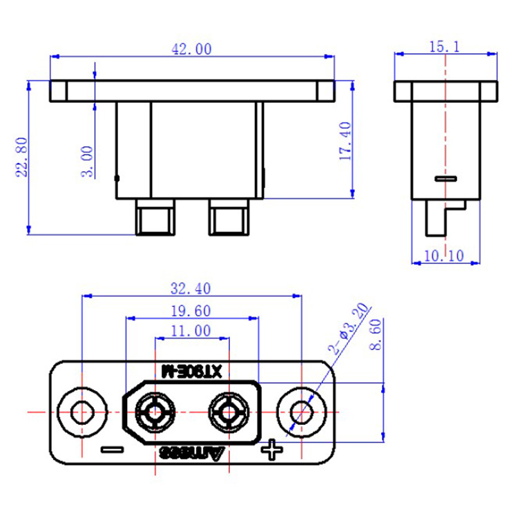 Drone Battery Connector - 30PCSAmass الأسود XT90E-M لوحة جبل موصلات