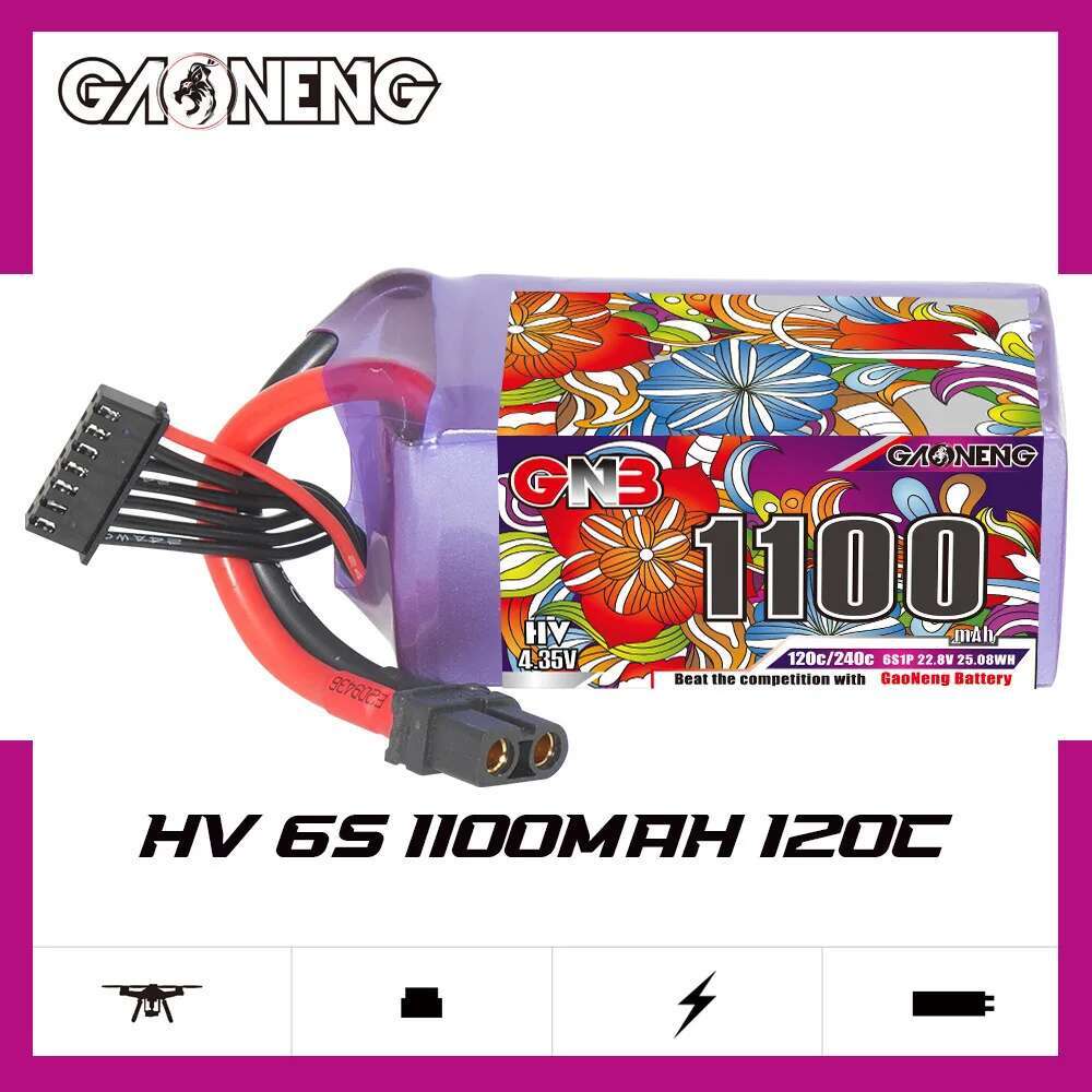2 قطعة GNB 6S يبو بطارية 22.8  - مراجعة Drone Battery Lipo وسعره
