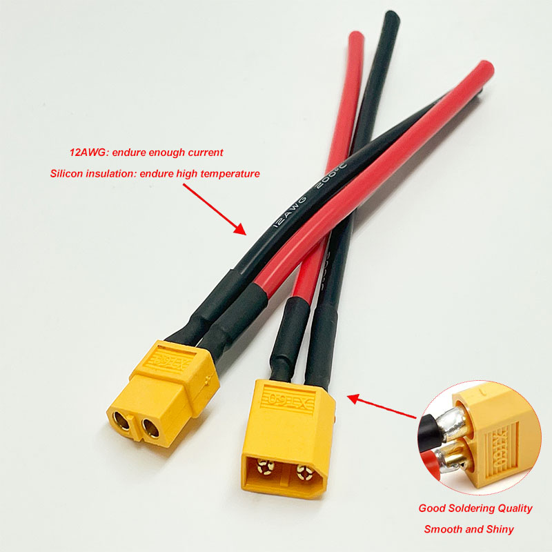 موصل XT60 أنثى وذكر مع كابل سي - مراجعة Drone Battery Connector وسعره