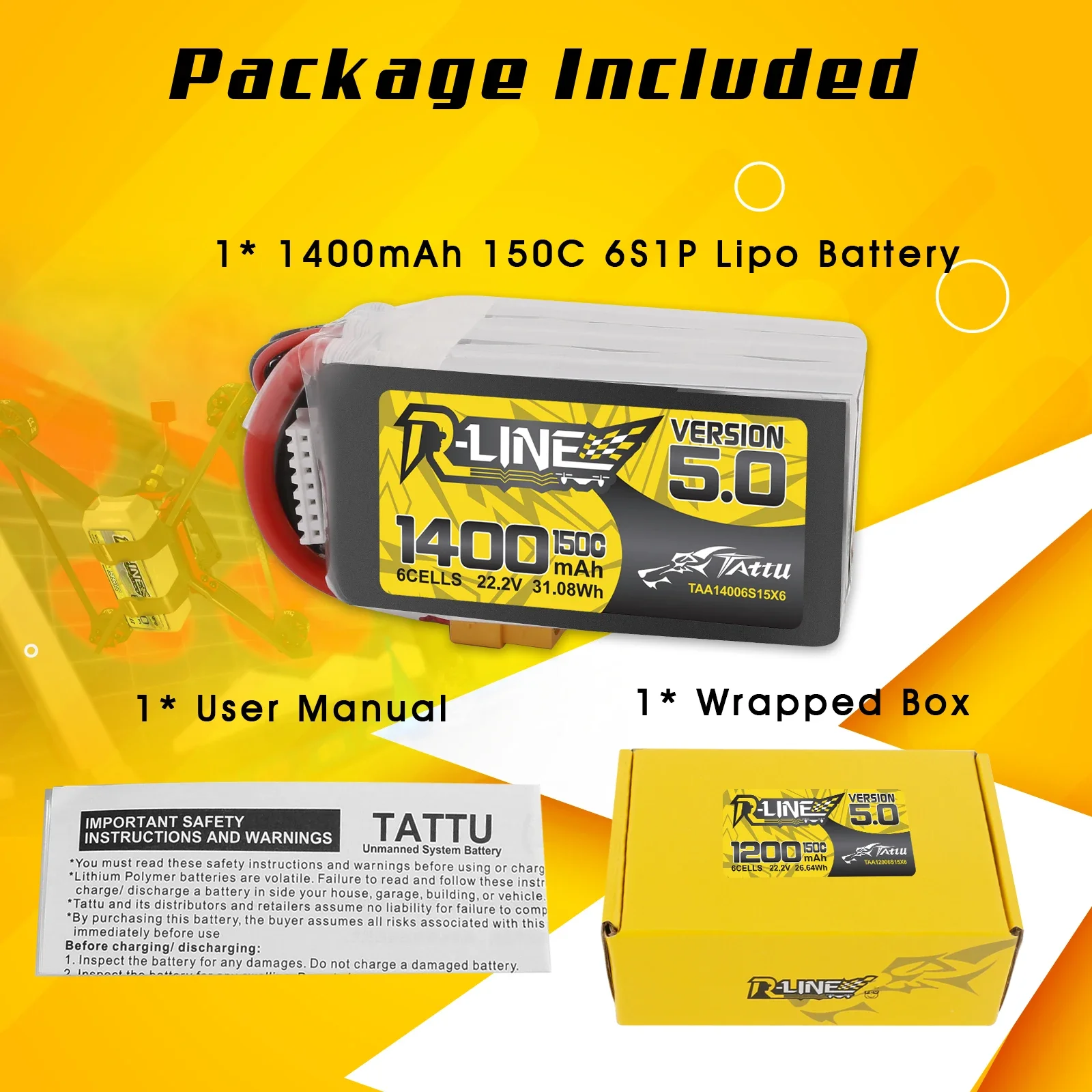 Tattu R-Line 1200mAh 1400mAh 6 - مراجعة Drone Battery 6S وسعره