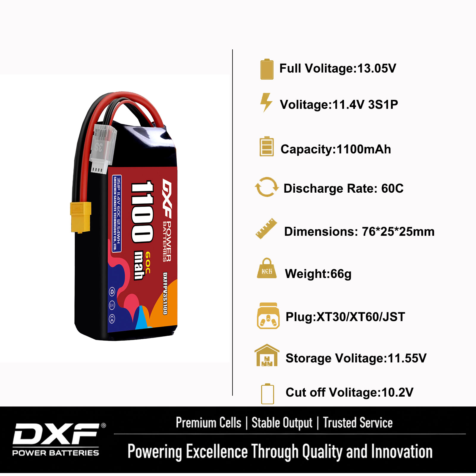 DXF يبو 3S بطارية 11.4 فولت 17 - مراجعة Drone Battery 3S وسعره
